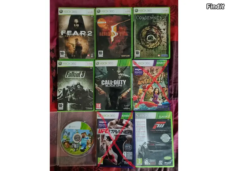 Myydään 11 kpl XBOX 360 pelejä -25 ALE hyvään klönttisummaan