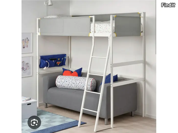Säljes Ikea vitval loftsäng