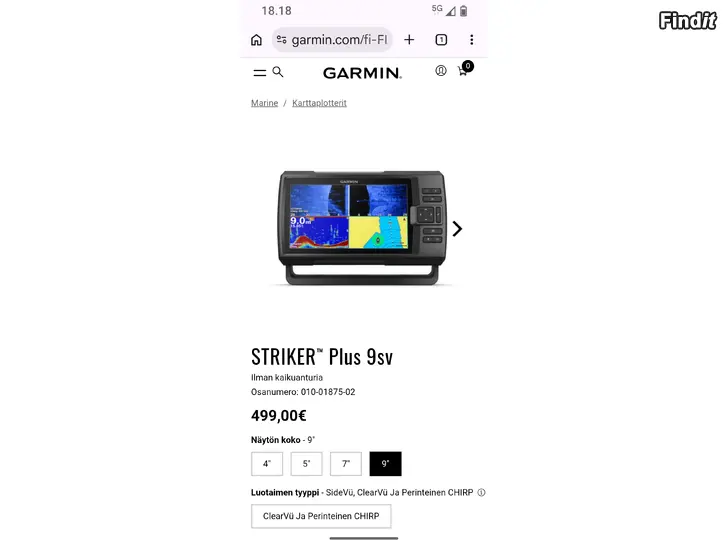 Myydään Garmin striker  plus 9sv kaikuluotain