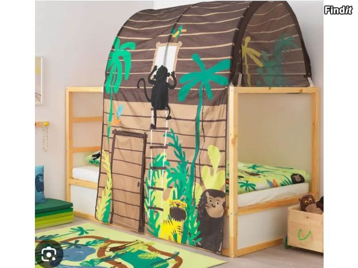 Myydään Ikea kura sänky, vuodekatos, matto ja verhot