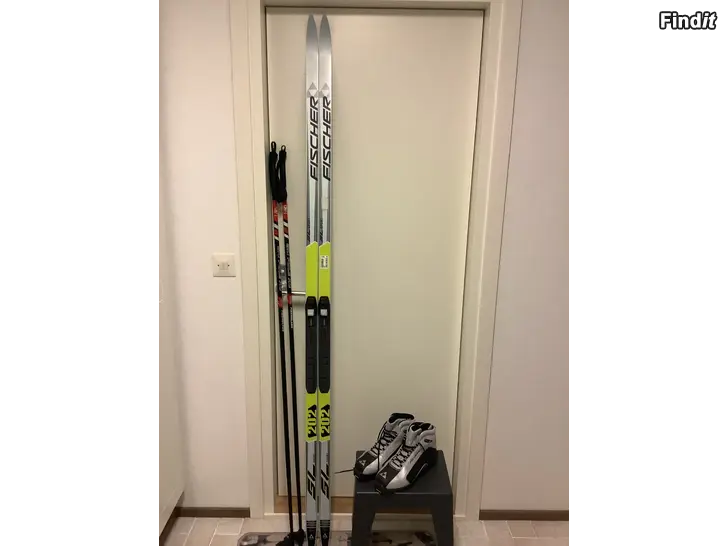 Myydään Fisher 202 sukset,155cm sauvat sekä monot
