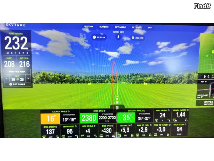 Säljes Golfsimulator Skytrak+ helhet