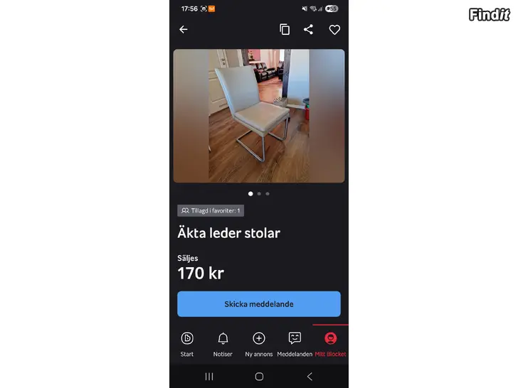 Myydään Stolar I äkta leder säjs för 170 kr per stick