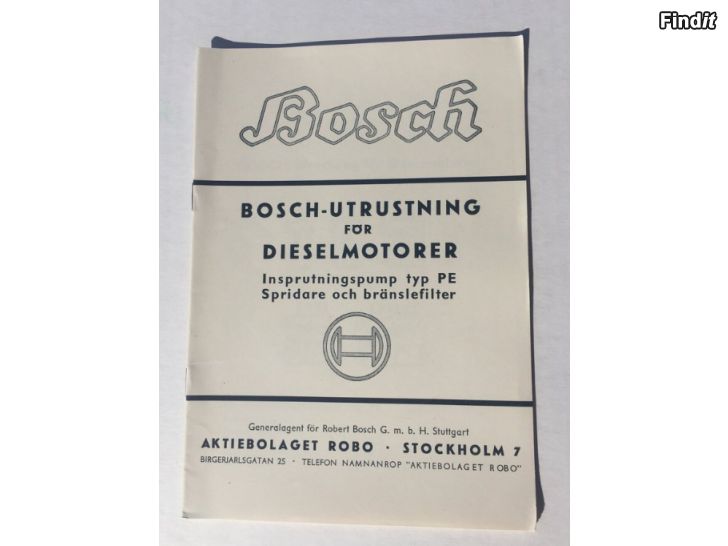 Säljes Bosch - Utrustning för dieselmotorer år 1944