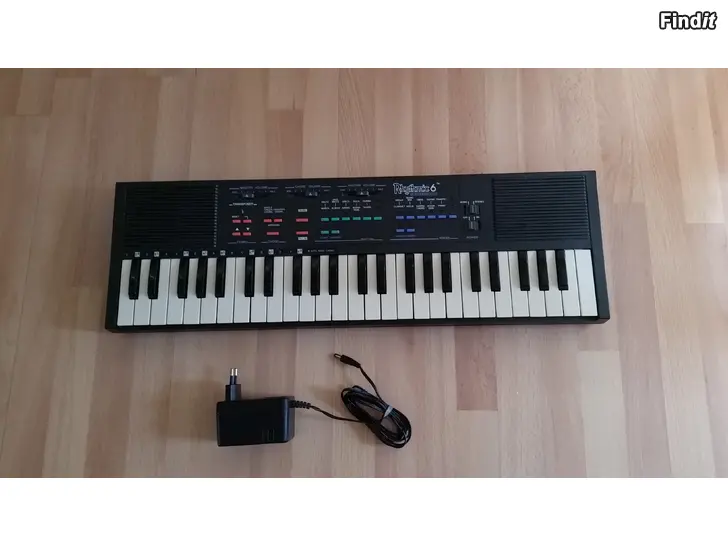 Myydään Rhytmic 6 portable electronic keyboard kosketinsoitin ja muuntaja 25e