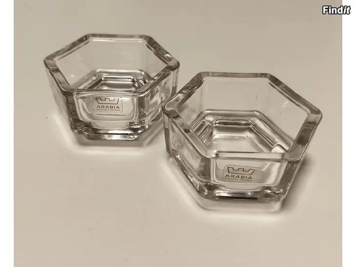 Säljes Arabia Hexagon glas  2 st värmeljushållare