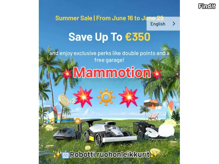Myydään Mammotion 2 WD/AWD robottiruohonleikkurit
