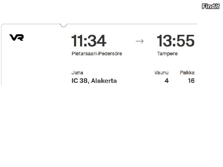 Tågbiljett Bennäs - Tammerfors 9.6