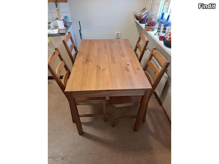 Säljes Ikea Jokkmokk pöytä + 4 tuolia