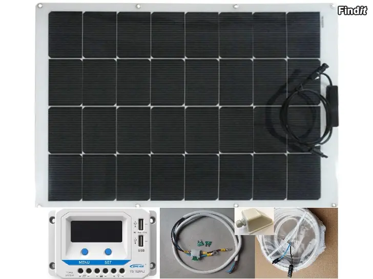 Säljes Solpanel böjbar 100W, 10A regulator m.m