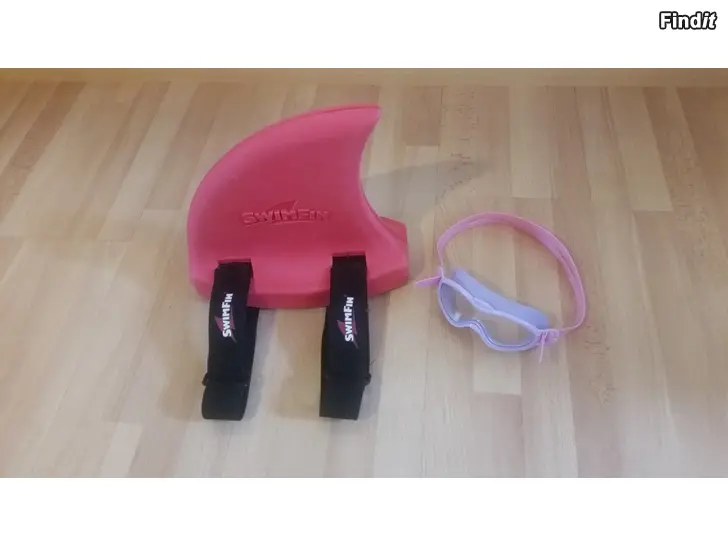 Myydään SWIMFIN rosa hainevä kelluke ja uimalasit -hinta 18e