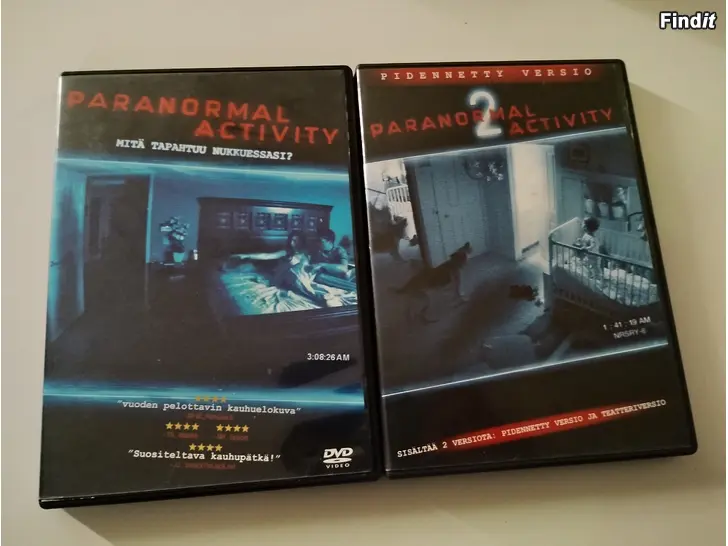 Myydään Paranormal activity 1 ja 2 dvd