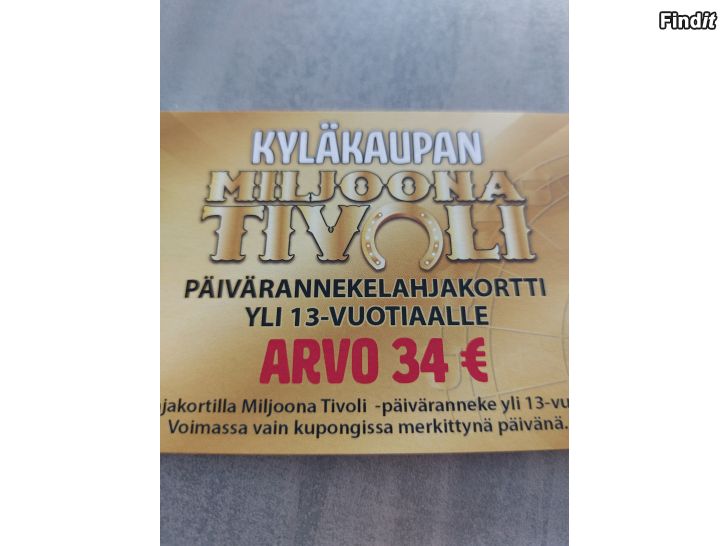 Säljes Myydään Miljoona tivoli lippuja