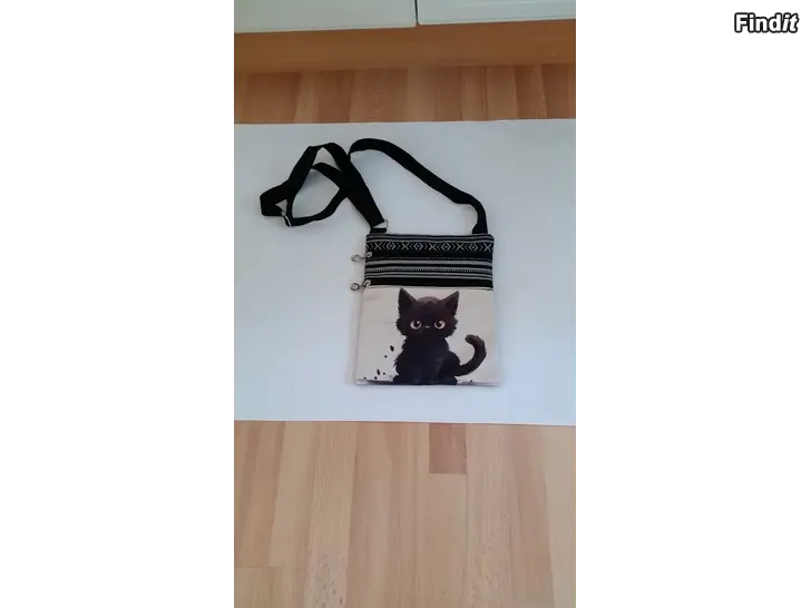 Myydään Kissa olkalaukku kangaslaukku - musta kissanpentu -6e