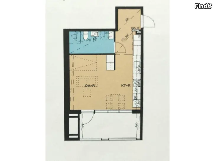 Vuokrataan Etta 36,5m2 Strandgatan Vaasa