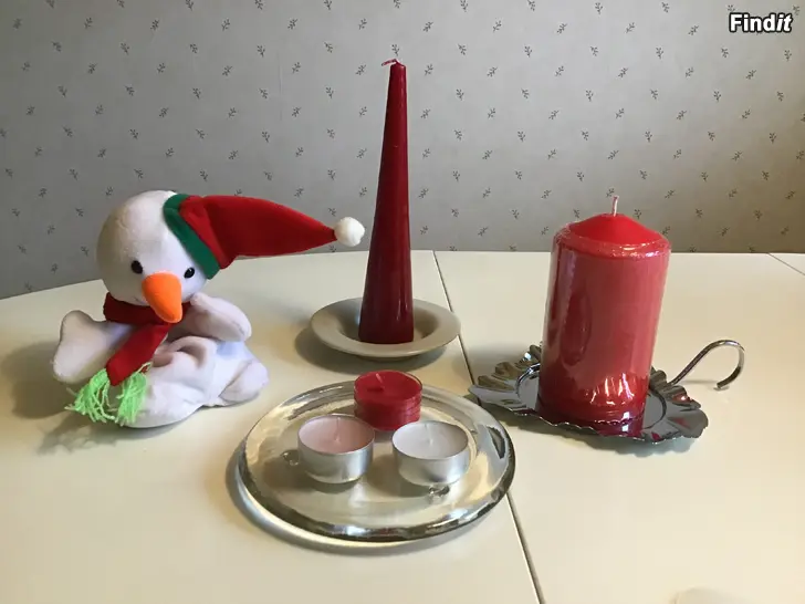 Säljes Julen nästa, ljus, underlag o tomte