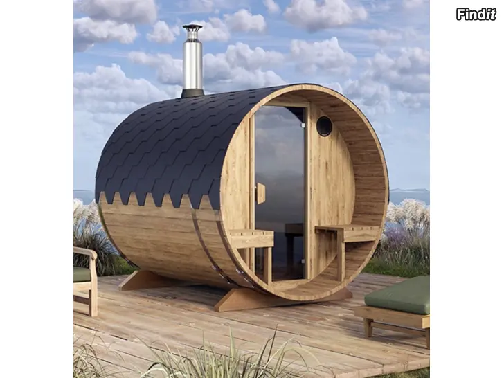 Myydään Tynnyrisauna terassilla  kiuas mukana