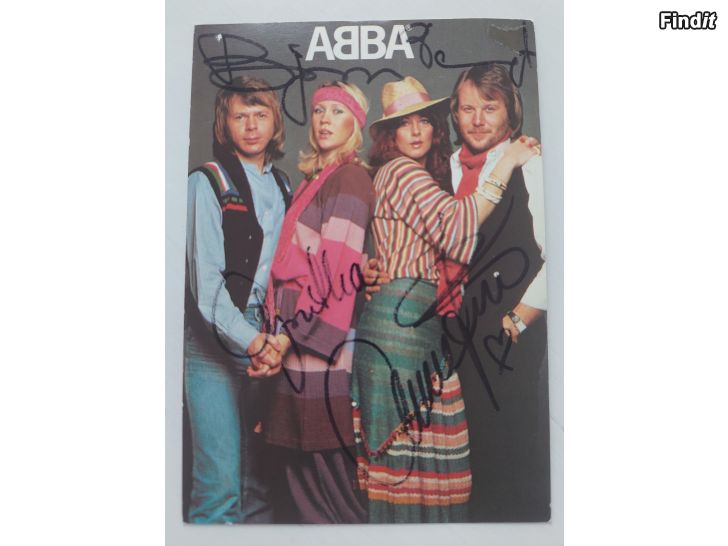 Säljes ABBA vykort + autografer