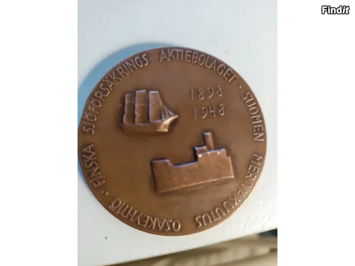 Myydään SUOMEN MERIVAKUUTUS OY, pronssinen 50-vuotismitali v. 1948