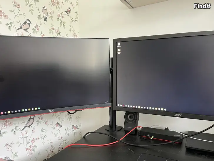 Säljes Acer KG24P1, AOC C24G1 ja kahden näytön teline