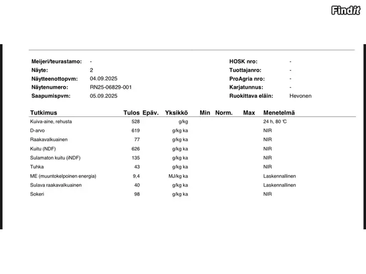 Myydään Analyserat hösilage / analysoitua säilöheinää