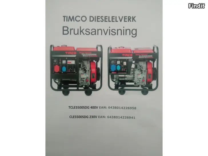 Säljes TIMCO Dieselgenerator