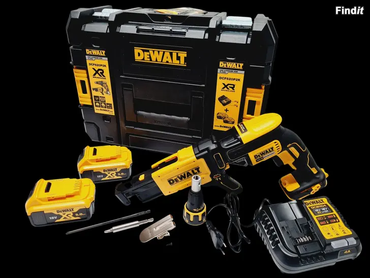 Myydään Dewalt nauharuuvinväännin laturilla ja 2x5Ah akulla 18V XR DCF620P2K