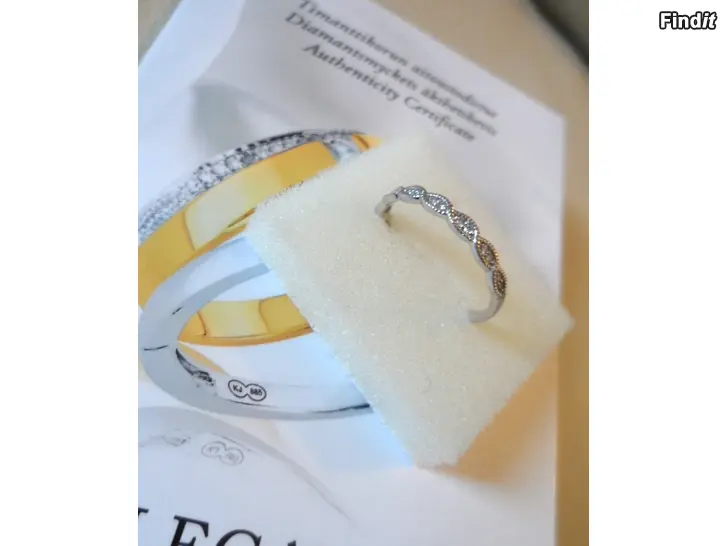 Myydään Valkokultainen Timanttisormus 16mm Todistus