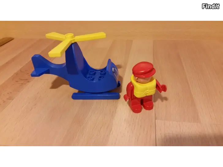 Myydään Vintage Lego Duplo sininen helikopteri 2619 ja hahmo v.1984 -hinta 10e