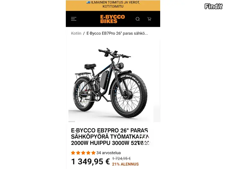 Myydään E·Bycco EB7Pro 26 Sähkö Laski Pyörä