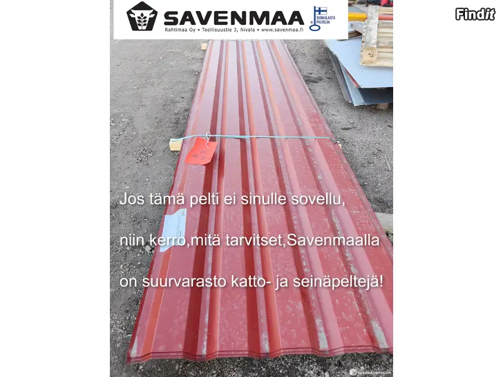 Myydään Kattopeltiä,punainen,kattopelti o,7 mm,pituus 500 cm,56 neliöä,Savenmaalta