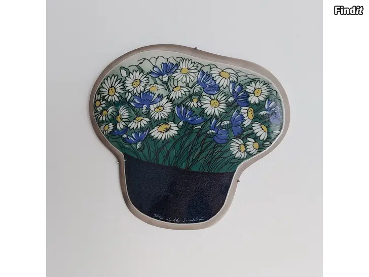 Myydään Heljä Liukko-Sundström, seinälaatta Ruiskukka ja päivänkakkara