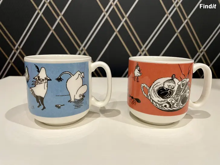 Säljes Muminmuggar, Muminpojken och Muminflickan tidigt 90-tal