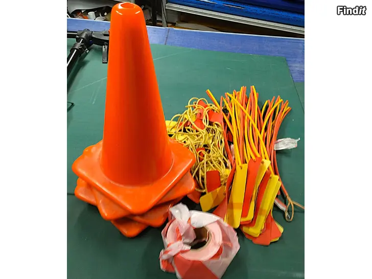 Myydään Kulunohjauspaketti Kartiot, tolpat, lippusiimat ja varoitusnauha