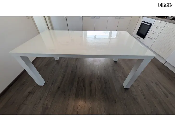 Säljes Vitt köksbord med glasskiva 180 x 95 cm