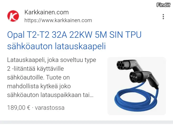 Myydään Sähköauton latausjohto