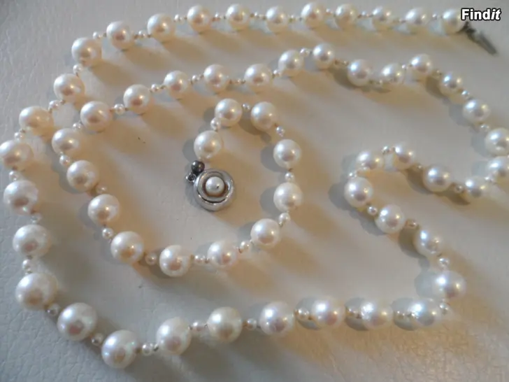 Myydään Vintage pitkä Helminauha Hopealukko 835