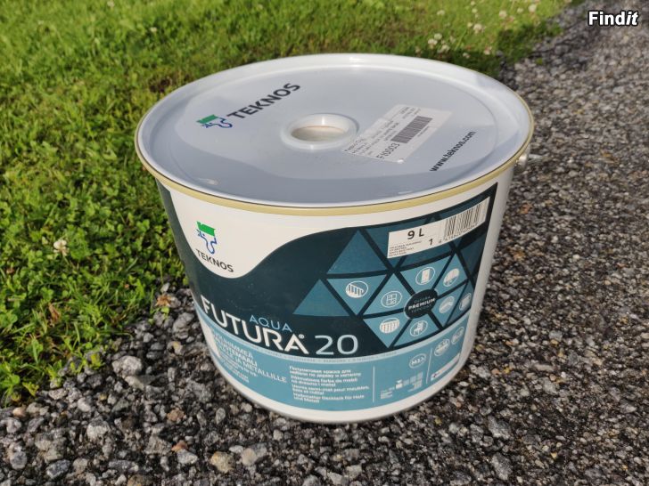 Säljes Målarfärg 9L NY TEKNOS FUTURA AQUA 20 Halvmatt lackfärg för trä- och metallytor