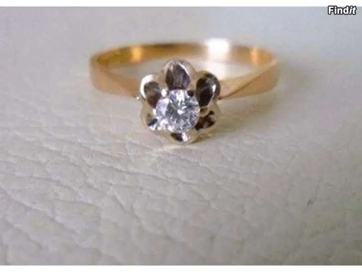 Myydään Timanttisormus 0,15ct Kulta 14K koko 17