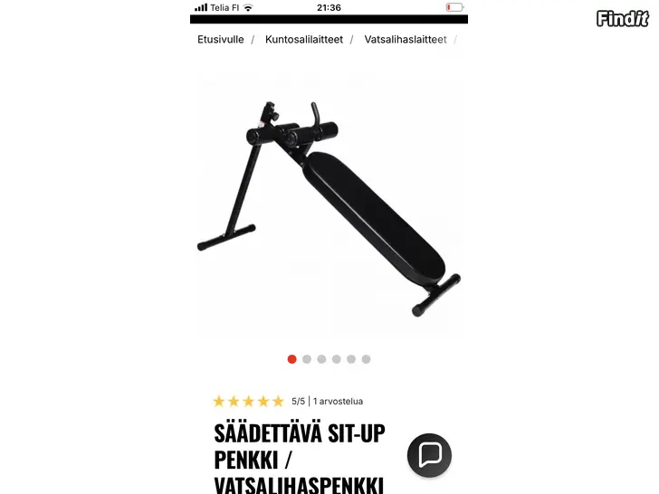 Myydään Avaamaton säädettävä sit-up penkki/Vatsalihaspenkki