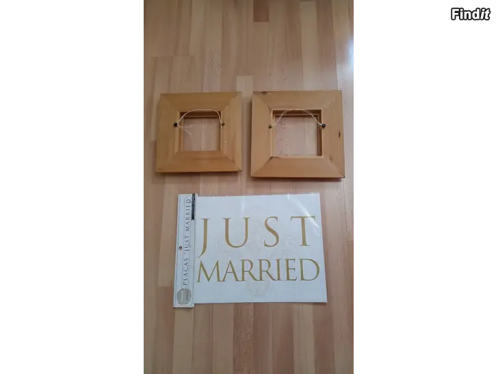 Myydään Puuraami- taulukehys - kyltti Just Married