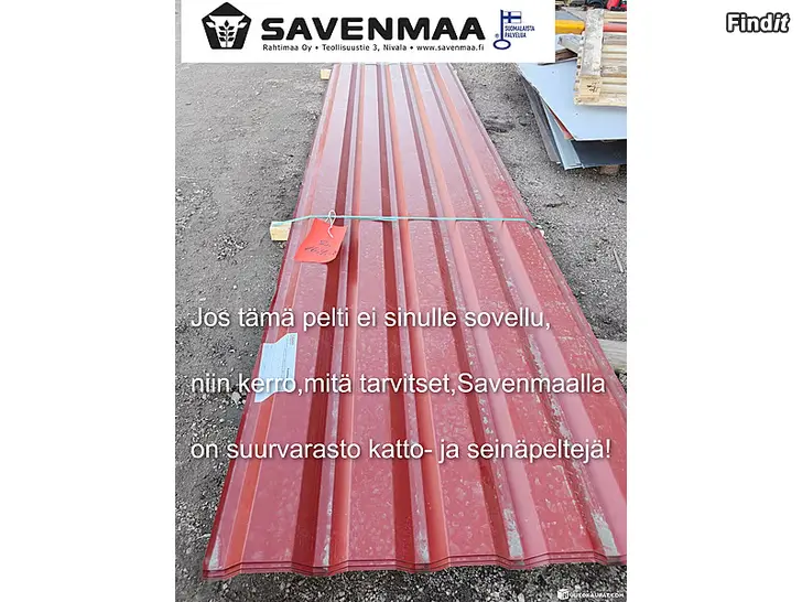 Säljes Kattopeltiä,punainen,kattopelti 0,7 mm,pituus 500 cm,56 neliöä,Savenmaalta,Nivalasta