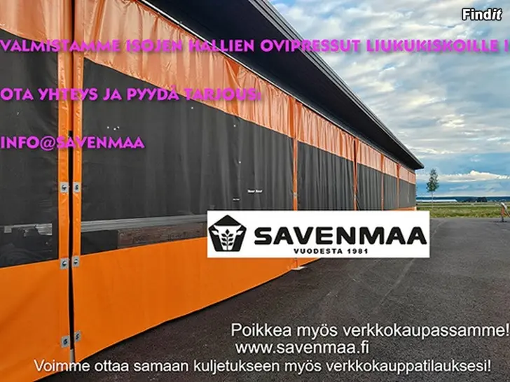 Myydään Pressuovet liukukiskolla,kuormapeitteet Savenmaalta