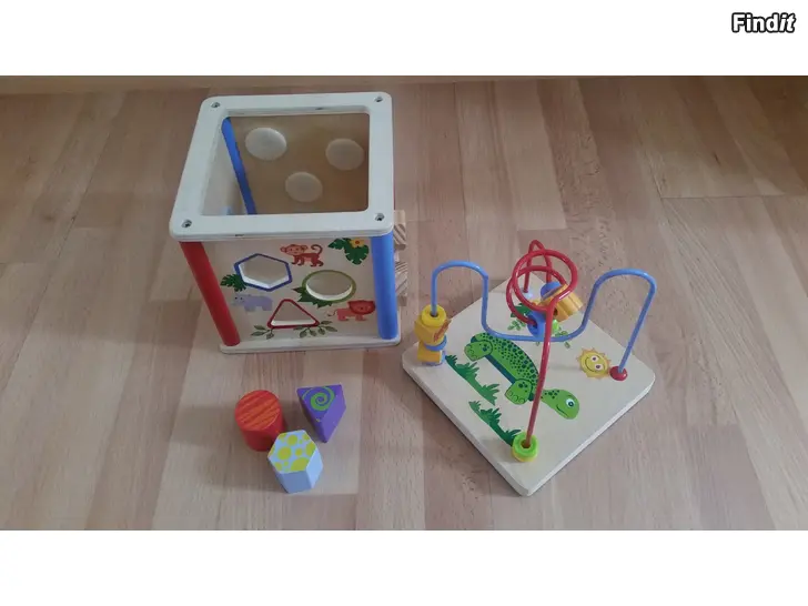 Myydään PLAYTIVE puinen motoriikkalaatikko - monta toimintoa  -hinta 6e