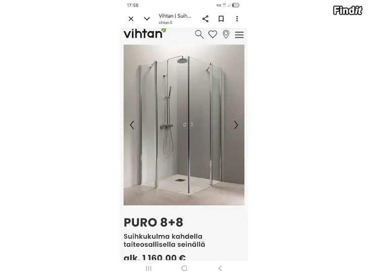 Säljes Vihtan puro 8+8 dushdörrar