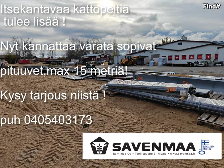 Myydään Itsekantava kattopelti kaksi pitkää nippua,uutta Ruukki peltiä