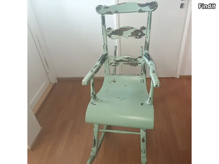 Säljes Säljes mycket stabil och tippsäker vintage gungstol i grön allmogestil
