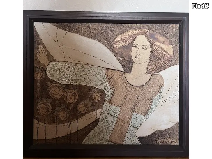 Säljes Tuula Auermaa iso keraaminen taulu Enkeli 74x65cm