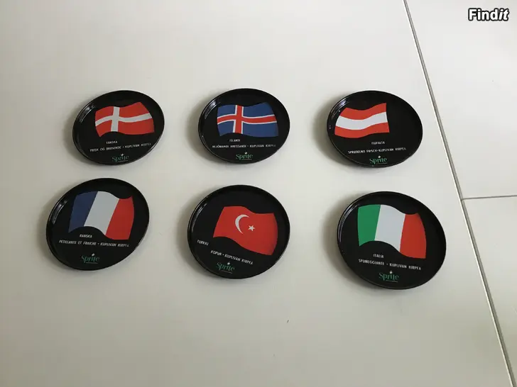 Säljes 6 st Sprite Glasunderlägg i metall + glas