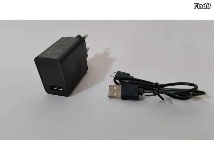 Myydään Lenovo USB laturi 5.2V 2A musta ja mikroUSB latauskaapeli 50cm 6e